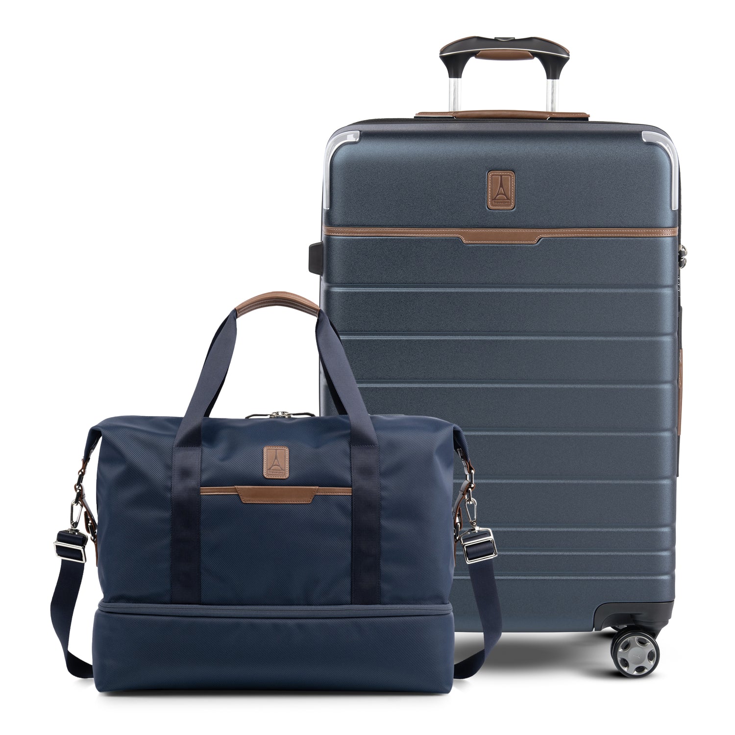 Travelpro® x Travel + Leisure Ensemble de bagages de taille moyenne avec valise d'enregistrement et sac de week-end à fond rabattable